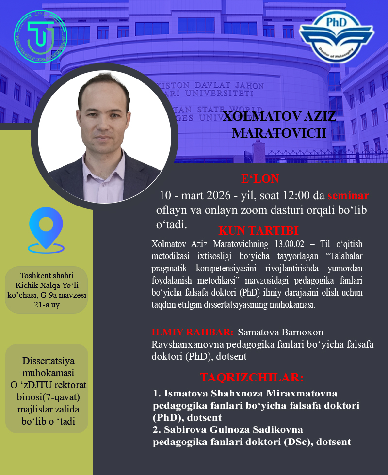 Dissertatsiya ishlari ilmiy seminar muhokamasi